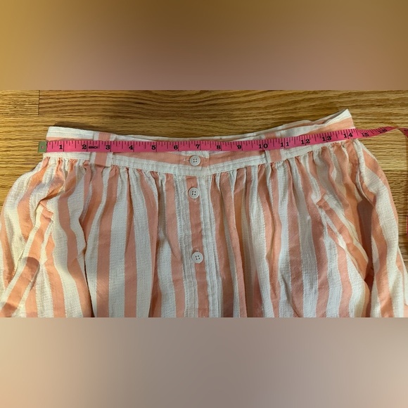 Vtg LL Bean A-line Midi Skirt 100% Cotton Pink/White Pockets Button Down Size 14 - Picture 8 of 8
